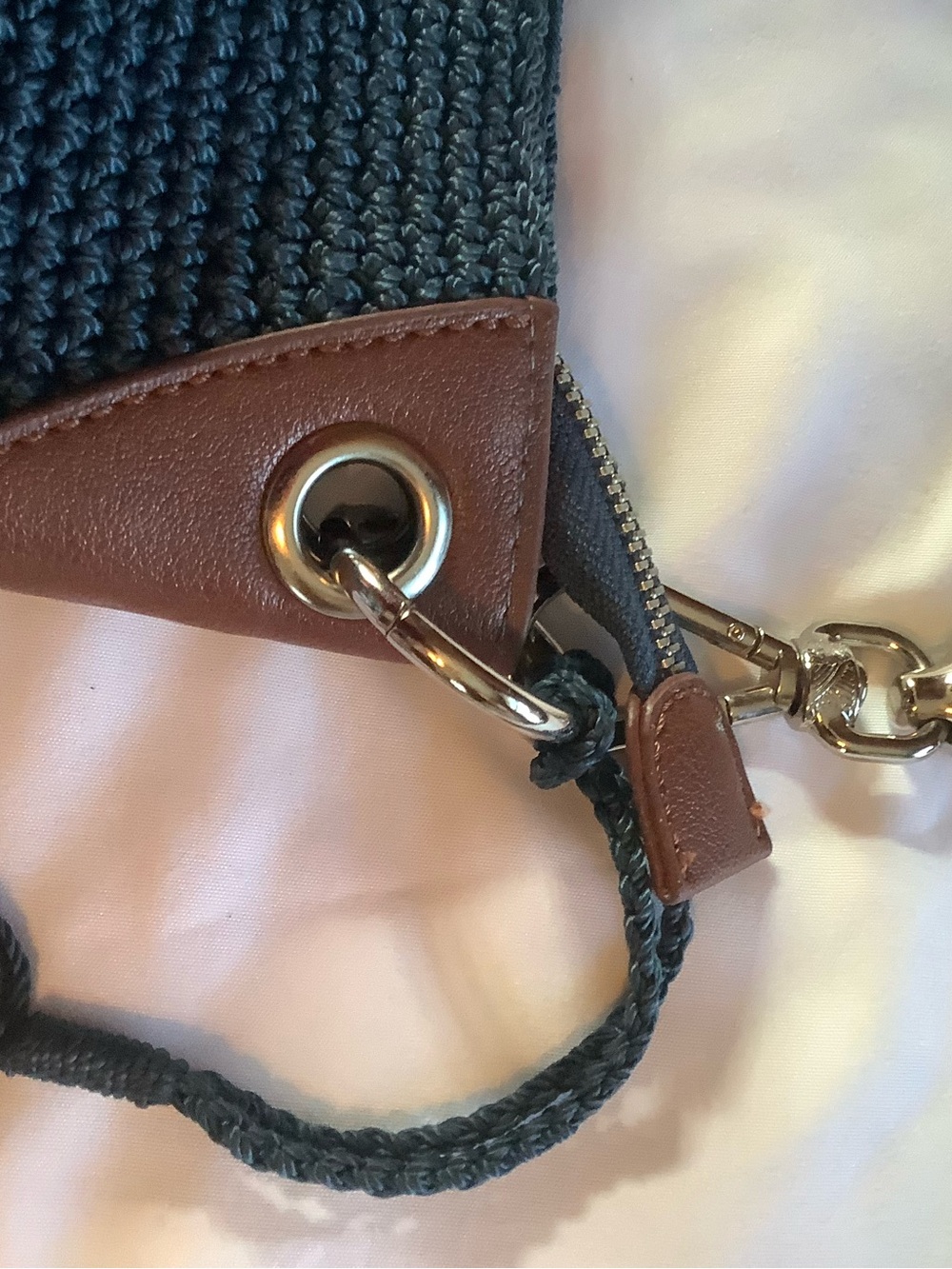 The Sak Navy Woven Shoulder Bag with Brown Trim - Picture 8 of 12